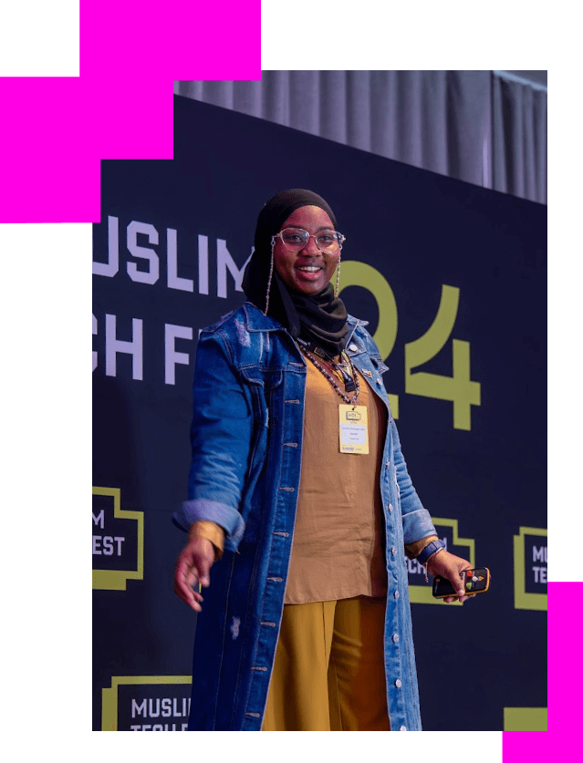 Image of woman on stage at Muslim Tech Fest 24